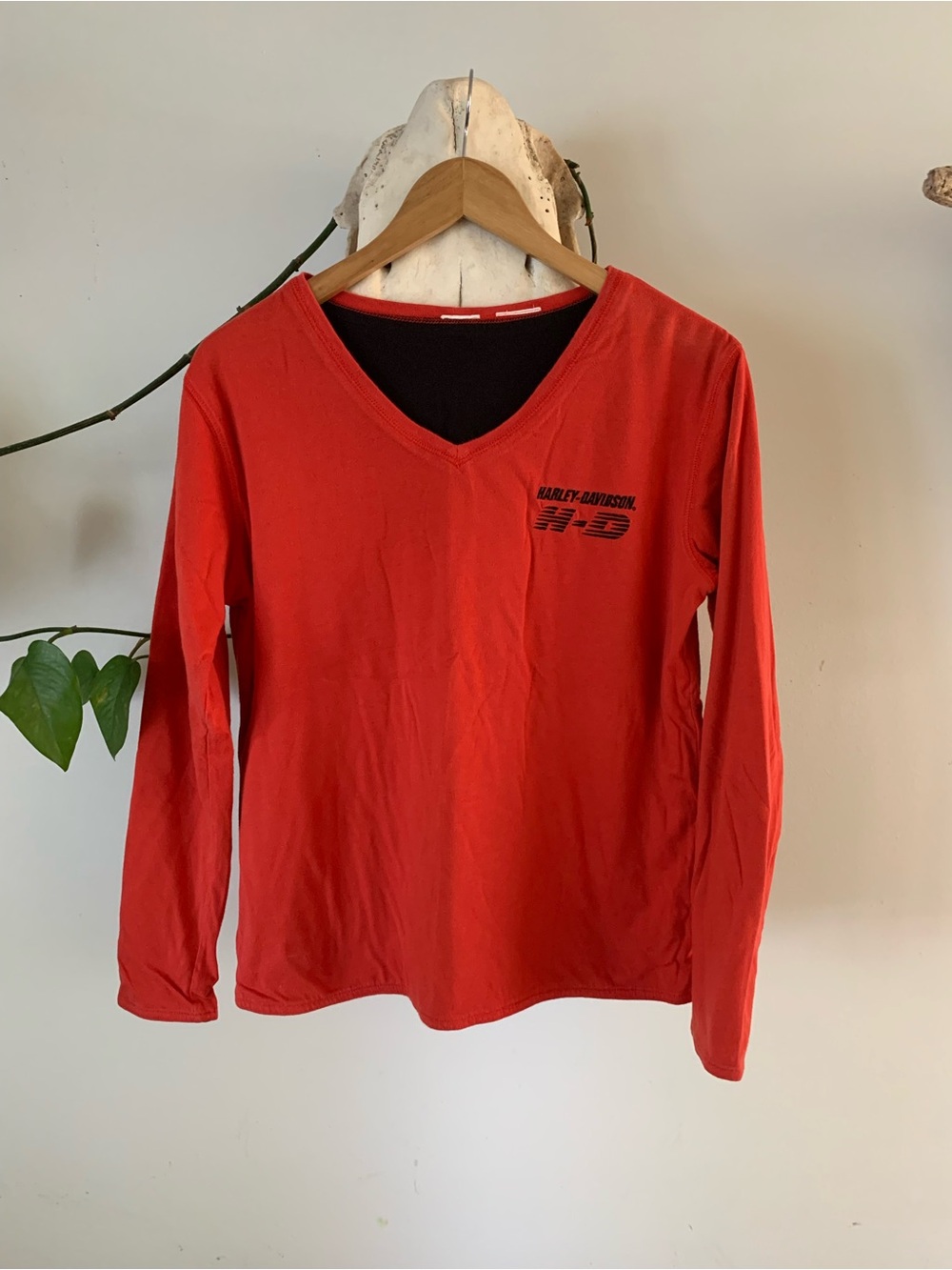 Harley-Davidson Red Long Sleeve V-Neck Shirt